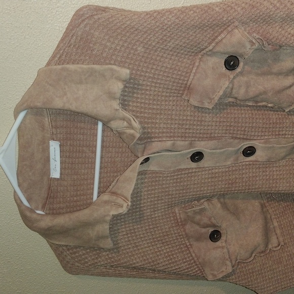 Ces femme Tan Ribbed Oversized Sweater Shacket M - Picture 2 of 5